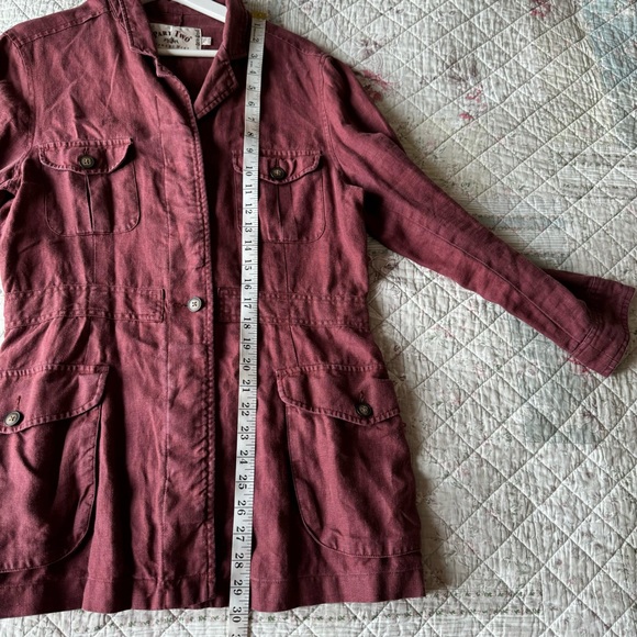 Vintage Part Two Linen Utility Jacket Size 6 Burgundy - Picture 5 of 8
